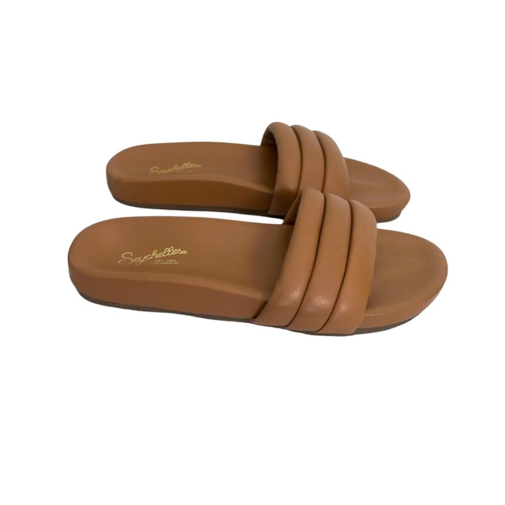 Seychelles Triple-Strap Slide Tan Cognac 8